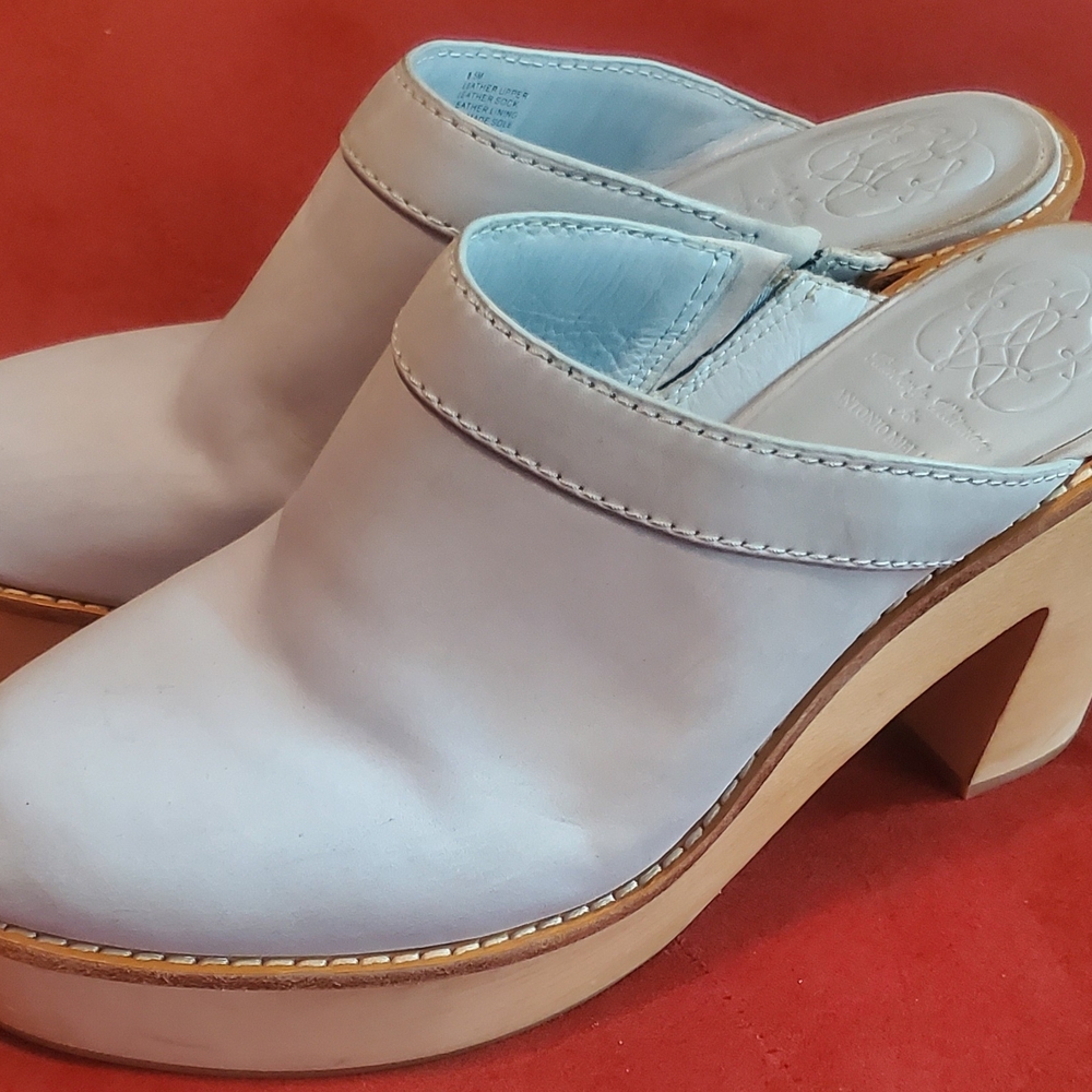 Blue Casual Mules with Moccasin Toe